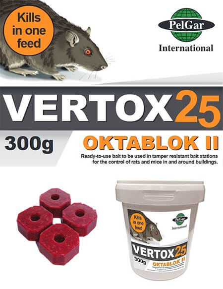 Rodenticides and Poison Vertox 25. Oktablok II - Owl pest control Dublin