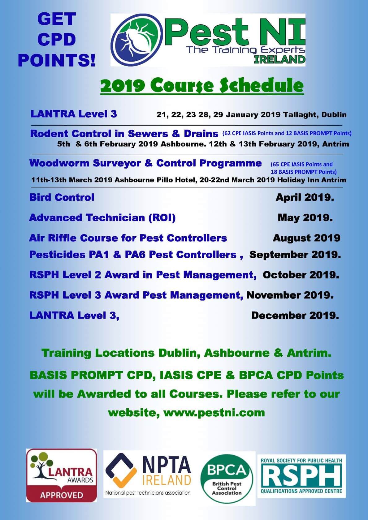 2019CPECPDPestcontrolCourseSchedulepestni Owl Pest Control