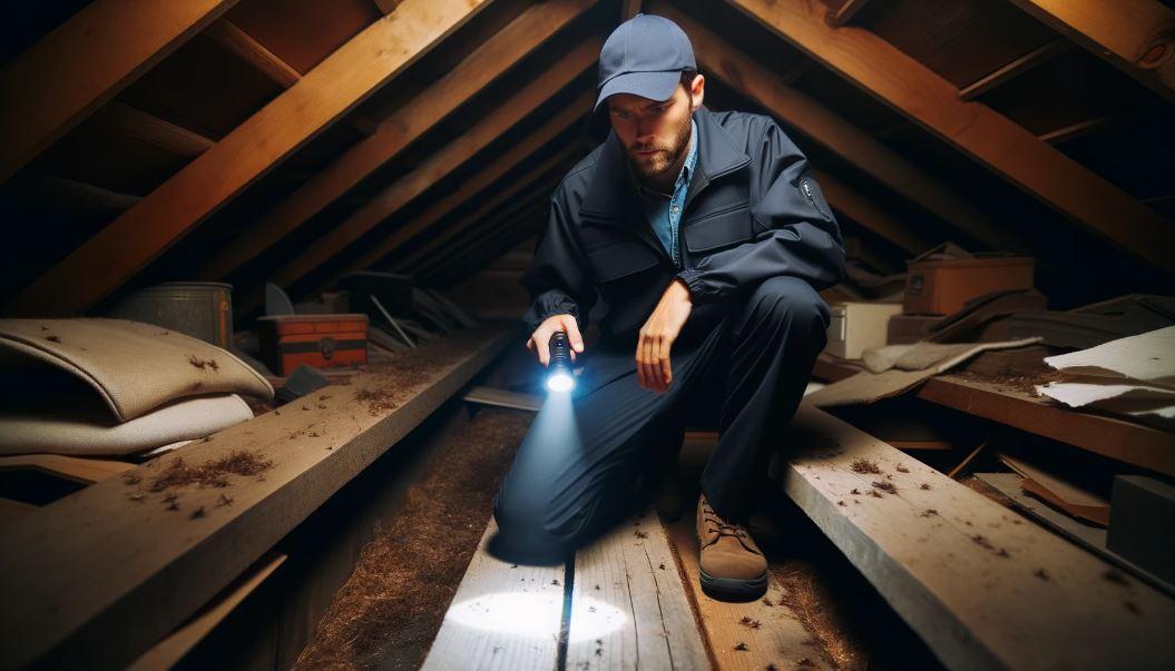 Pest Controller Inspection in Attic-2