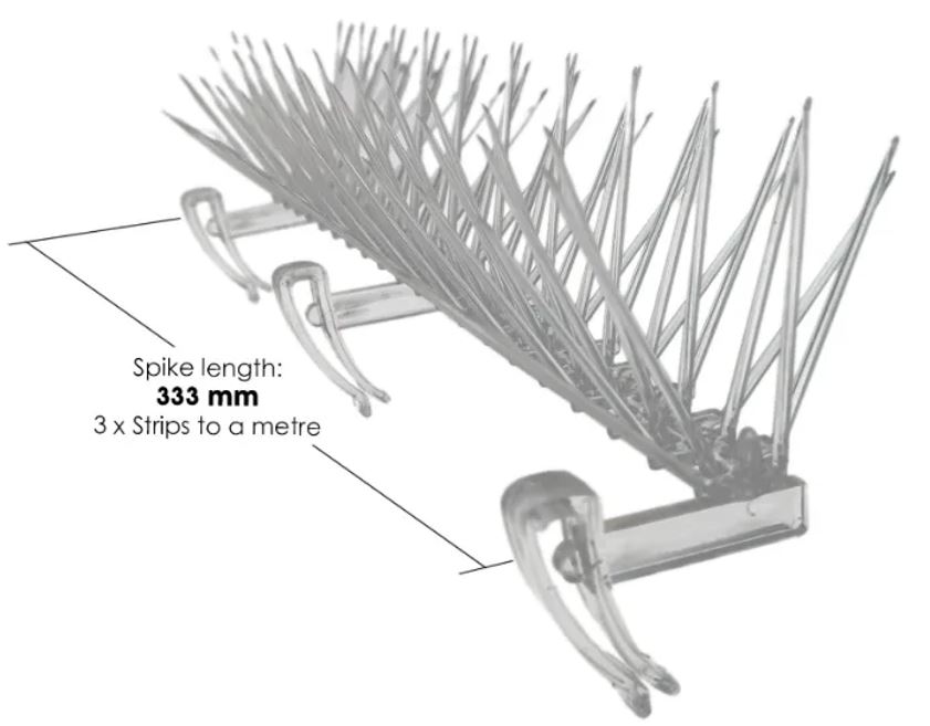 Thistle small bird spikes - deter starlings sparrows swallows gulls pigeons - gutter clip 1